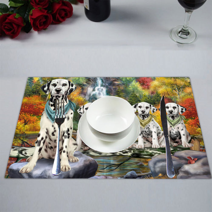 Scenic Waterfall Dalmatian Dogs Placemat