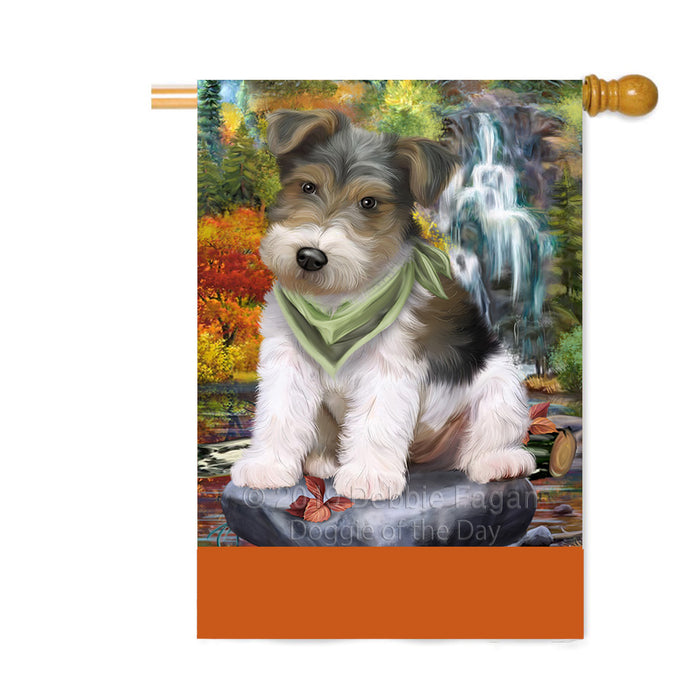 Personalized Scenic Waterfall Fox Terrier Dog Custom House Flag FLG-DOTD-A61067