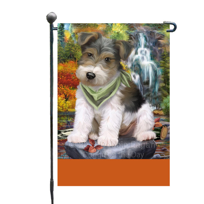 Personalized Scenic Waterfall Fox Terrier Dog Custom Garden Flags GFLG-DOTD-A61011