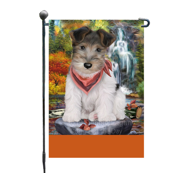 Personalized Scenic Waterfall Fox Terrier Dog Custom Garden Flags GFLG-DOTD-A61012