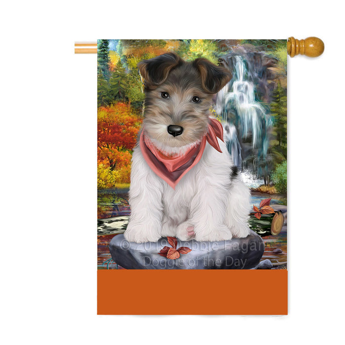 Personalized Scenic Waterfall Fox Terrier Dog Custom House Flag FLG-DOTD-A61068