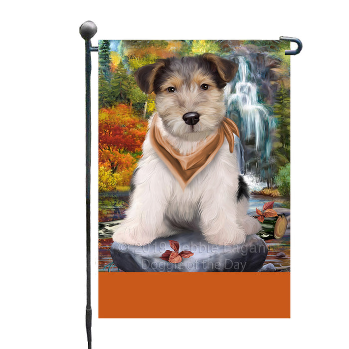Personalized Scenic Waterfall Fox Terrier Dog Custom Garden Flags GFLG-DOTD-A61013