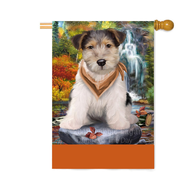 Personalized Scenic Waterfall Fox Terrier Dog Custom House Flag FLG-DOTD-A61069