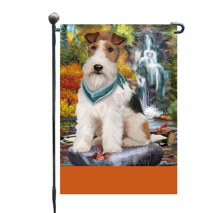 Personalized Scenic Waterfall Fox Terrier Dog Custom Garden Flags GFLG-DOTD-A61014