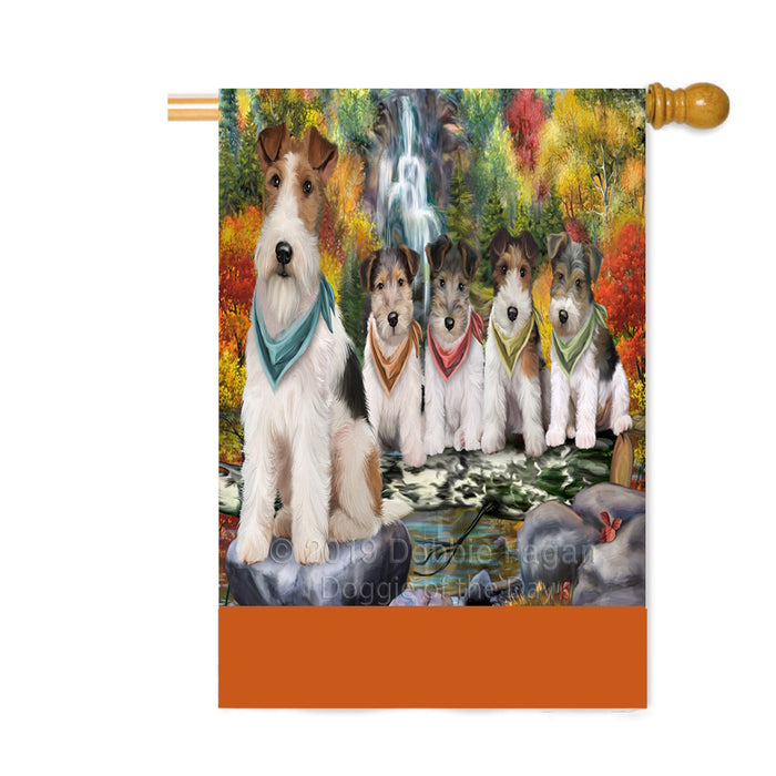 Personalized Scenic Waterfall Fox Terrier Dogs Custom House Flag FLG-DOTD-A61066