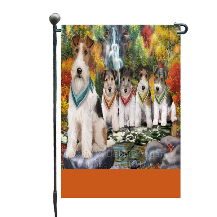 Personalized Scenic Waterfall Fox Terrier Dogs Custom Garden Flags GFLG-DOTD-A61010
