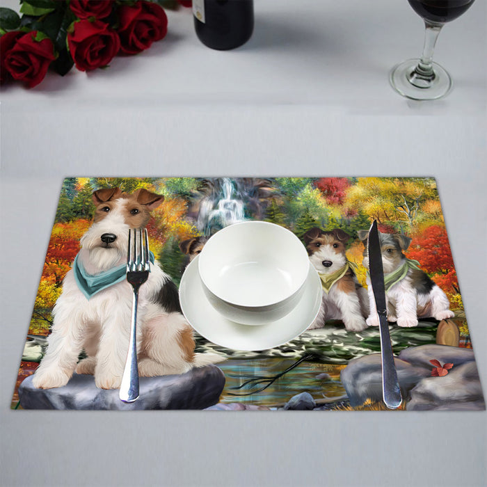 Scenic Waterfall Fox Terrier Dogs Placemat