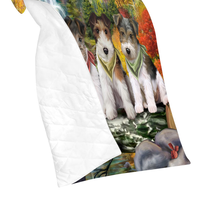 Scenic Waterfall Fox Terrier Dogs Quilt