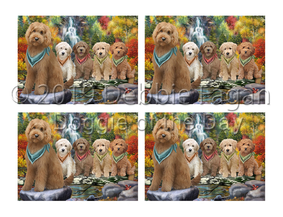 Scenic Waterfall Goldendoodle Dogs Placemat