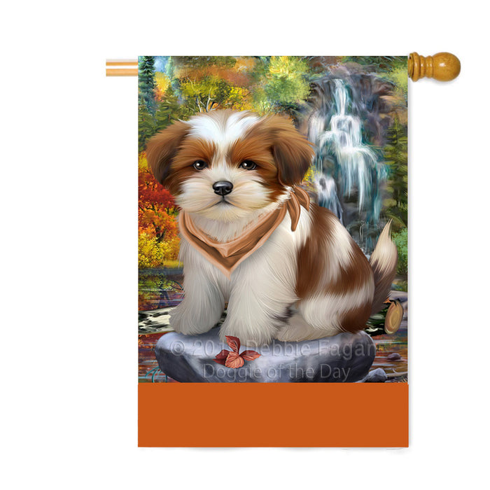 Personalized Scenic Waterfall Lhasa Apso Dog Custom House Flag FLG-DOTD-A61097