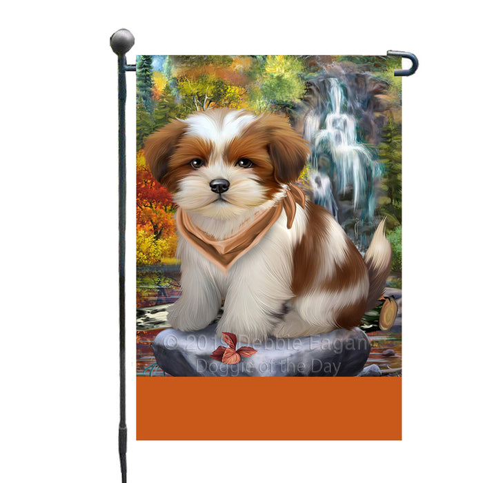Personalized Scenic Waterfall Lhasa Apso Dog Custom Garden Flags GFLG-DOTD-A61041