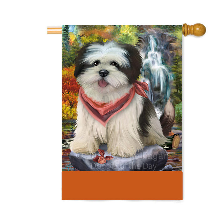 Personalized Scenic Waterfall Lhasa Apso Dog Custom House Flag FLG-DOTD-A61098