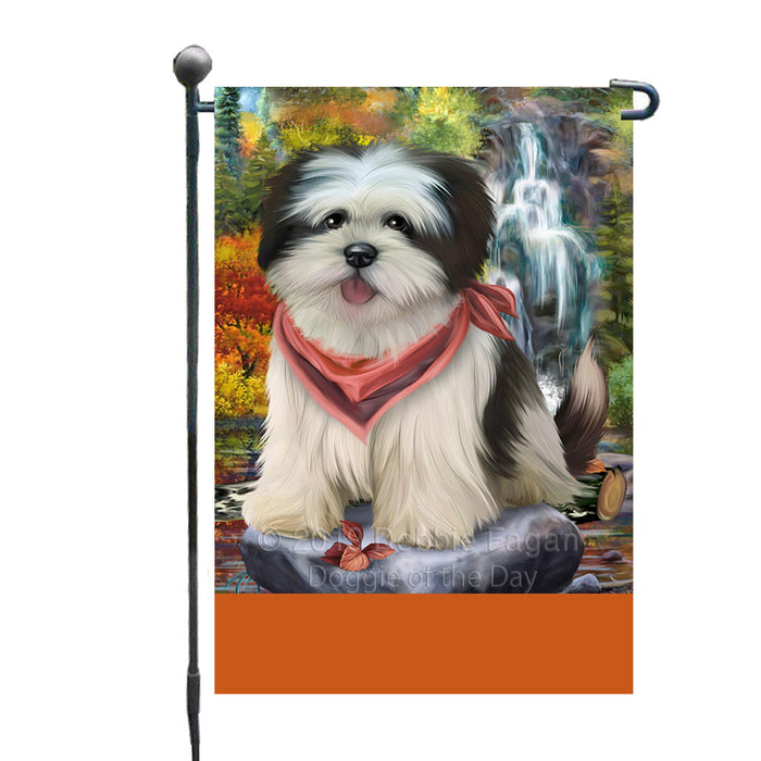 Personalized Scenic Waterfall Lhasa Apso Dog Custom Garden Flags GFLG-DOTD-A61042