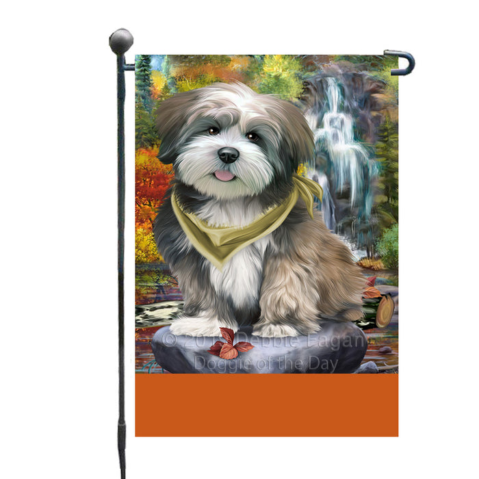 Personalized Scenic Waterfall Lhasa Apso Dog Custom Garden Flags GFLG-DOTD-A61043