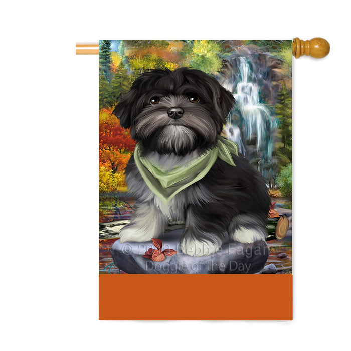 Personalized Scenic Waterfall Lhasa Apso Dog Custom House Flag FLG-DOTD-A61100