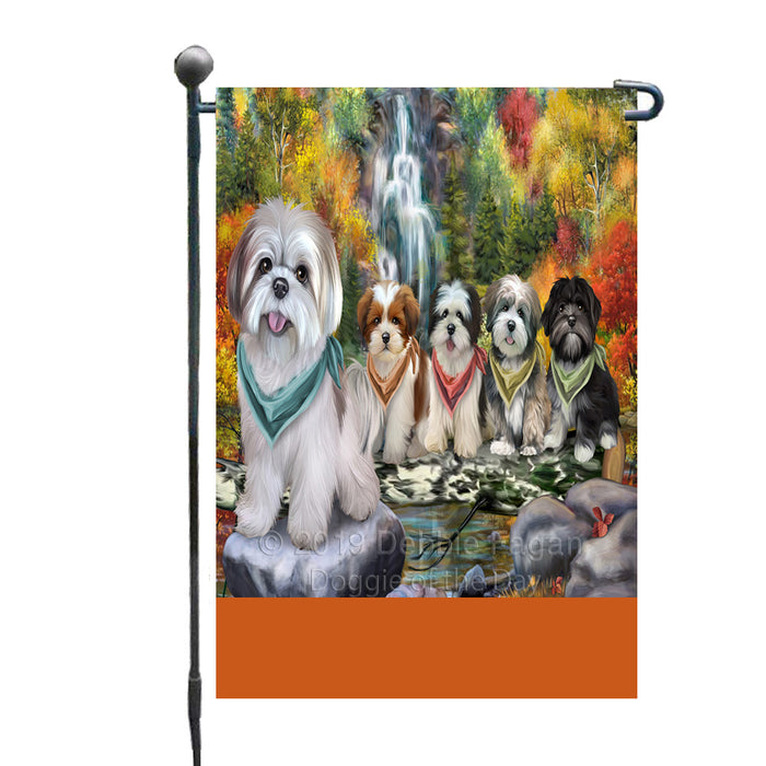 Personalized Scenic Waterfall Lhasa Apso Dogs Custom Garden Flags GFLG-DOTD-A61040