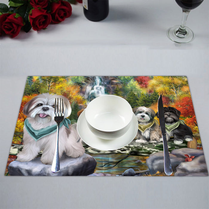 Scenic Waterfall Lhasa Apso Dogs Placemat