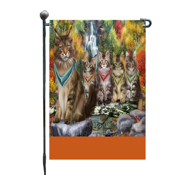 Personalized Scenic Waterfall Maine Coon Cats Custom Garden Flags GFLG-DOTD-A61046