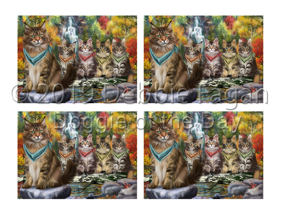 Scenic Waterfall Maine Coon Cats Placemat