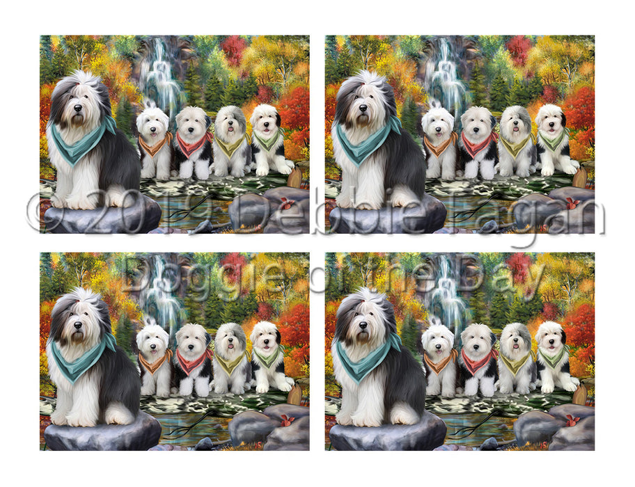 Scenic Waterfall Old English Sheepdogs Placemat