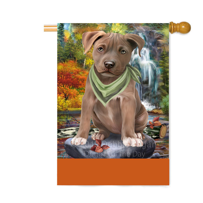 Personalized Scenic Waterfall Pit Bull Dog Custom House Flag FLG-DOTD-A61131