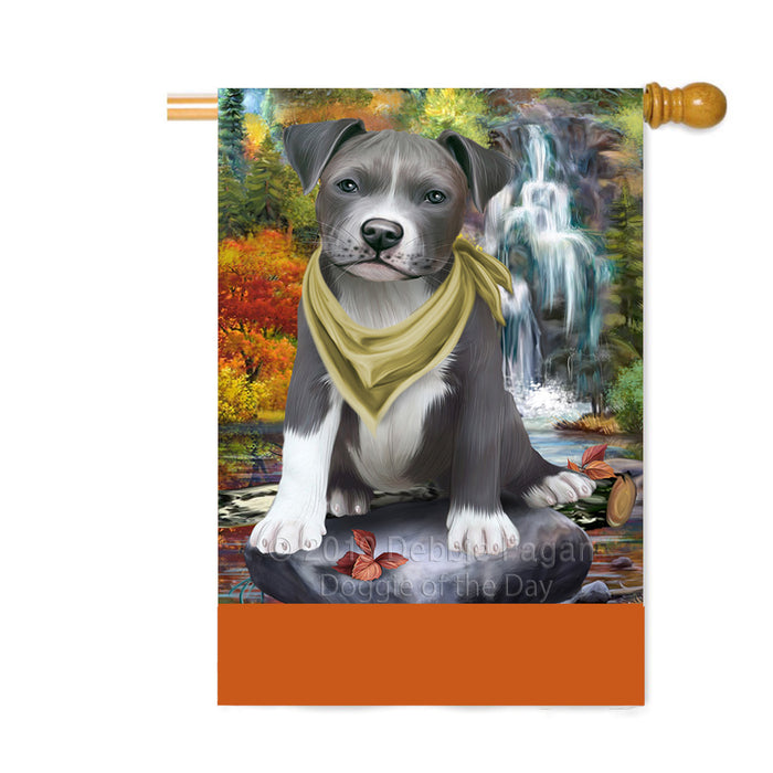 Personalized Scenic Waterfall Pit Bull Dog Custom House Flag FLG-DOTD-A61132