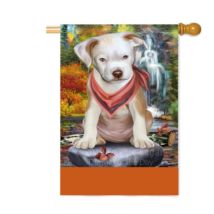 Personalized Scenic Waterfall Pit Bull Dog Custom House Flag FLG-DOTD-A61133