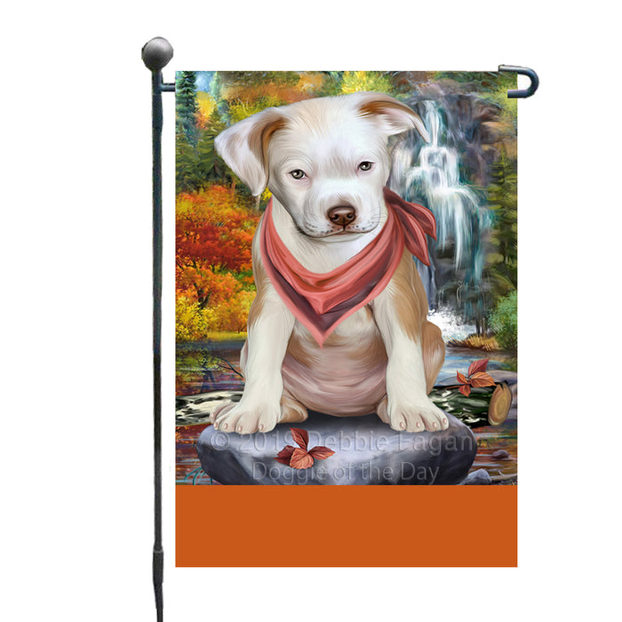 Personalized Scenic Waterfall Pit Bull Dog Custom Garden Flags GFLG-DOTD-A61077