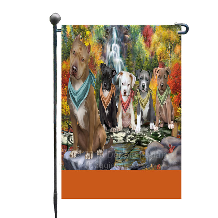 Personalized Scenic Waterfall Pit Bull Dogs Custom Garden Flags GFLG-DOTD-A61074