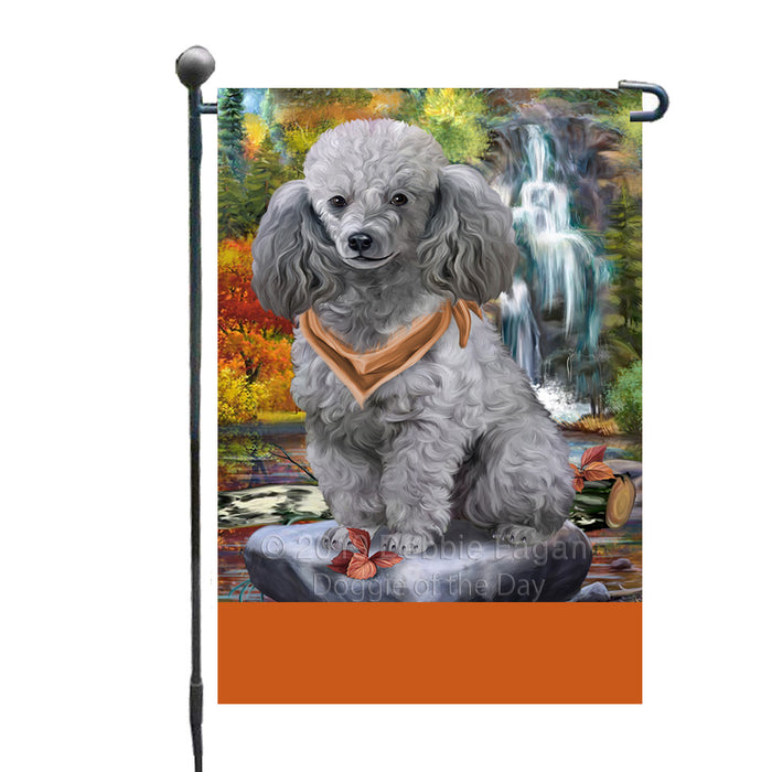 Personalized Scenic Waterfall Poodle Dog Custom Garden Flags GFLG-DOTD-A61087