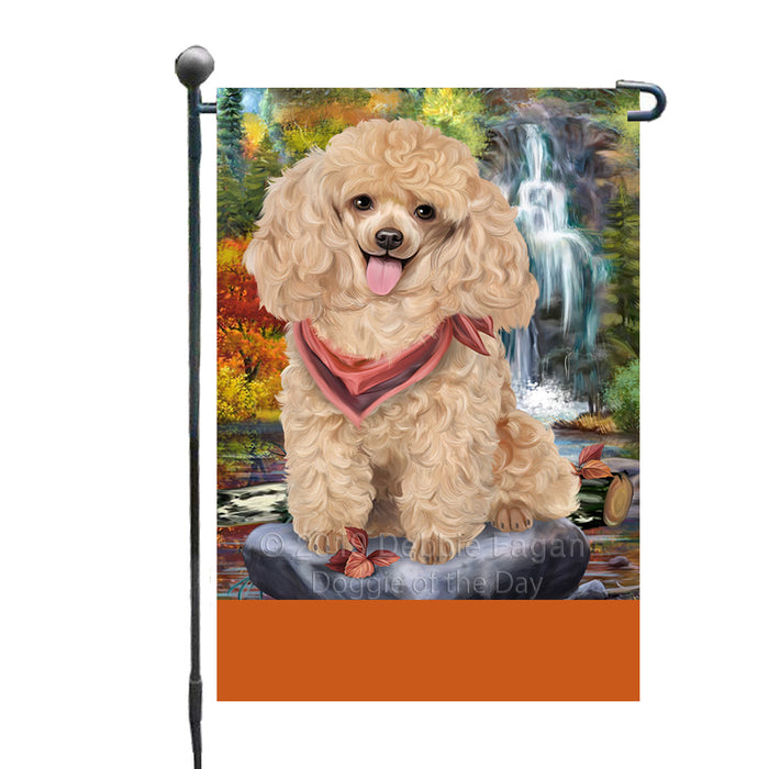 Personalized Scenic Waterfall Poodle Dog Custom Garden Flags GFLG-DOTD-A61088