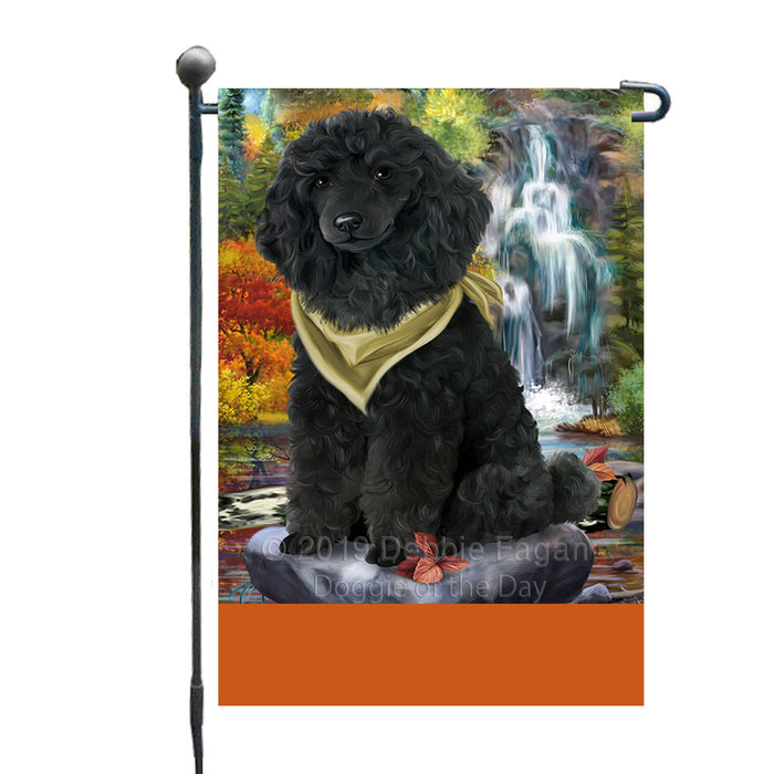 Personalized Scenic Waterfall Poodle Dog Custom Garden Flags GFLG-DOTD-A61089