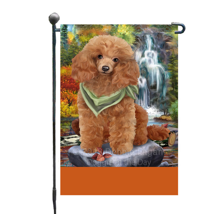 Personalized Scenic Waterfall Poodle Dog Custom Garden Flags GFLG-DOTD-A61090