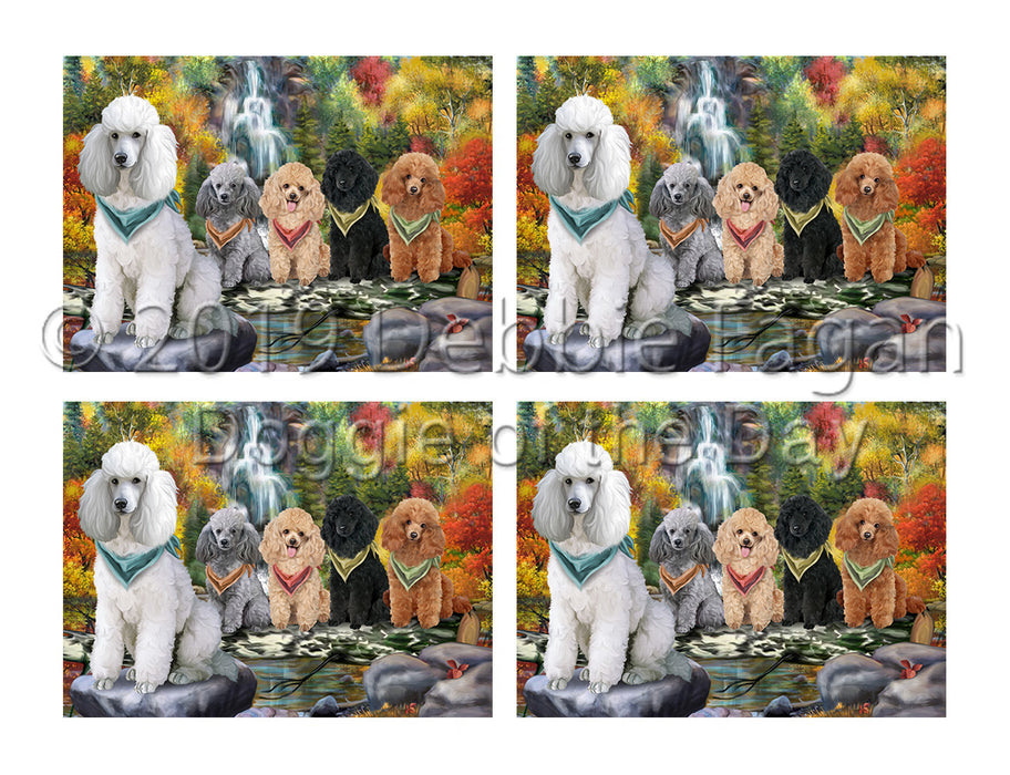 Scenic Waterfall Poodle Dogs Placemat