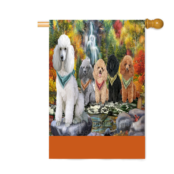 Personalized Scenic Waterfall Poodle Dogs Custom House Flag FLG-DOTD-A61142