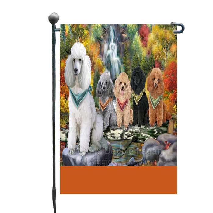 Personalized Scenic Waterfall Poodle Dogs Custom Garden Flags GFLG-DOTD-A61086