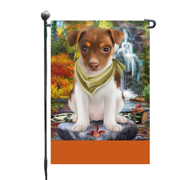 Personalized Scenic Waterfall Rat Terrier Dog Custom Garden Flags GFLG-DOTD-A61093