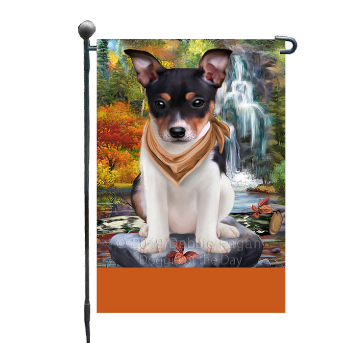 Personalized Scenic Waterfall Rat Terrier Dog Custom Garden Flags GFLG-DOTD-A61094