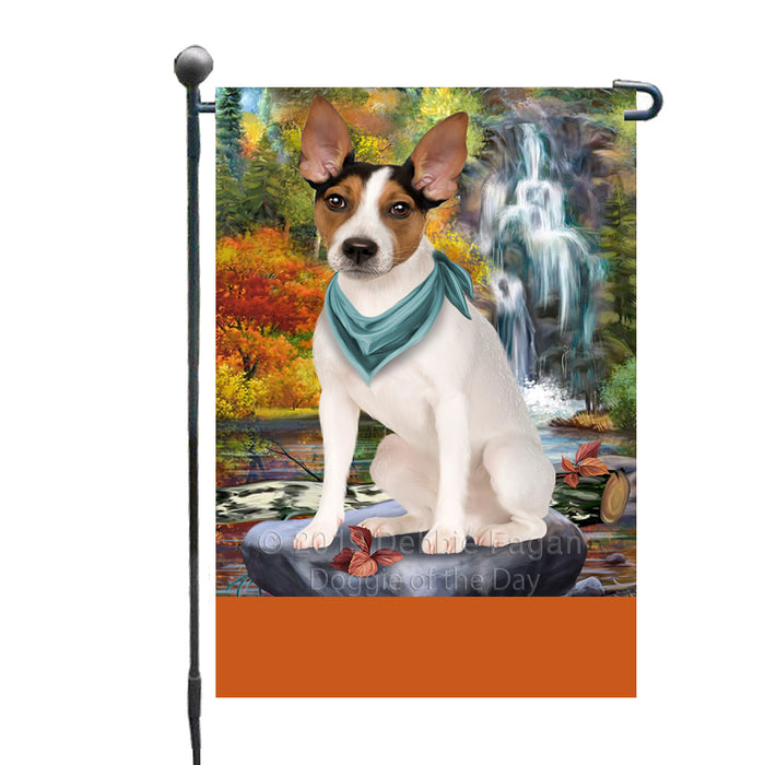 Personalized Scenic Waterfall Rat Terrier Dog Custom Garden Flags GFLG-DOTD-A61095