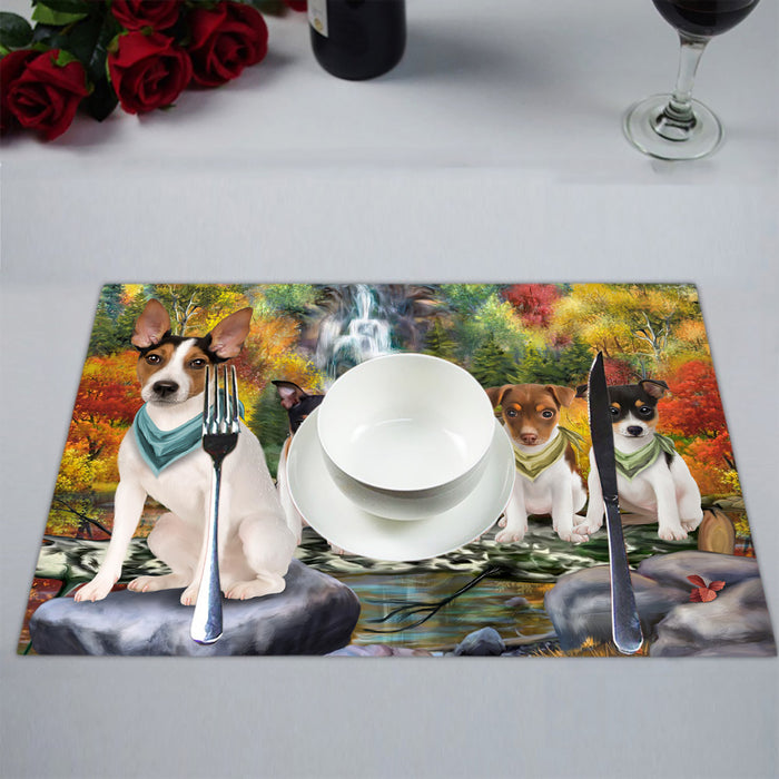 Scenic Waterfall Rat Terrier Dogs Placemat