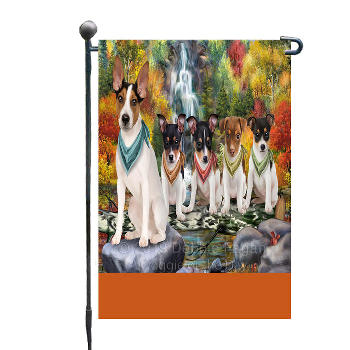 Personalized Scenic Waterfall Rat Terrier Dogs Custom Garden Flags GFLG-DOTD-A61092