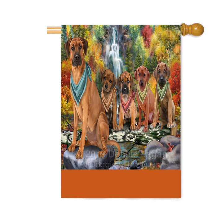 Personalized Scenic Waterfall Rhodesian Ridgeback Dogs Custom House Flag FLG-DOTD-A61152