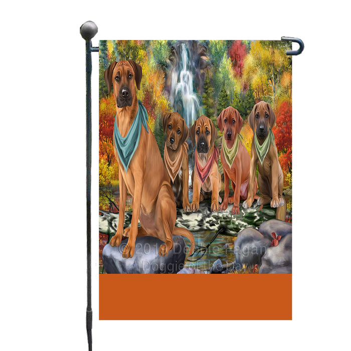 Personalized Scenic Waterfall Rhodesian Ridgeback Dogs Custom Garden Flags GFLG-DOTD-A61096
