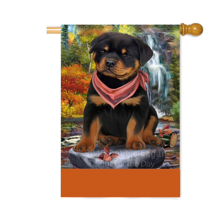 Personalized Scenic Waterfall Rottweiler Dog Custom House Flag FLG-DOTD-A61156