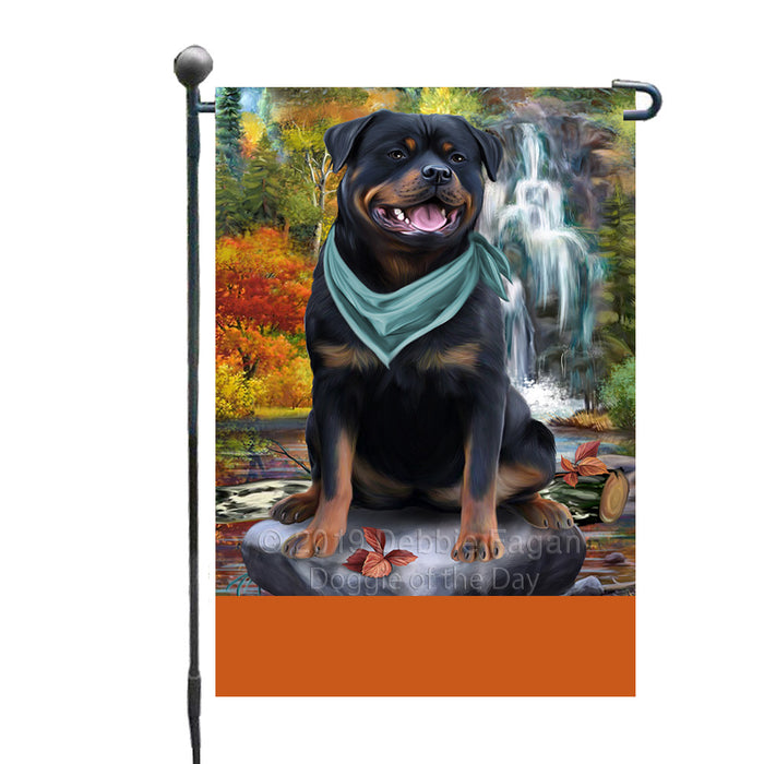Personalized Scenic Waterfall Rottweiler Dog Custom Garden Flags GFLG-DOTD-A61101