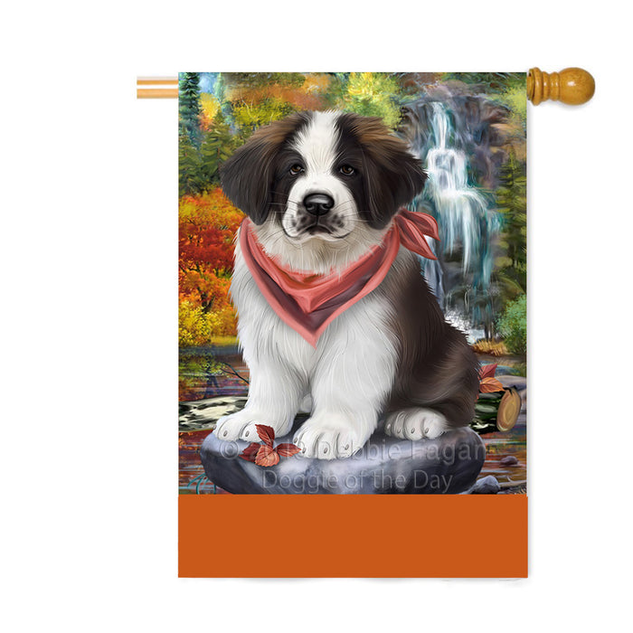 Personalized Scenic Waterfall Saint Bernard Dog Custom House Flag FLG-DOTD-A61162