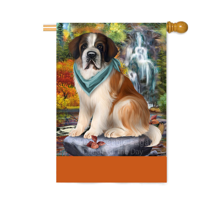 Personalized Scenic Waterfall Saint Bernard Dog Custom House Flag FLG-DOTD-A61163