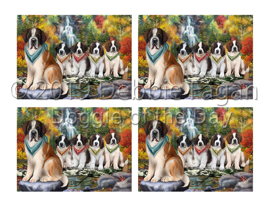 Scenic Waterfall Saint Bernard Dogs Placemat