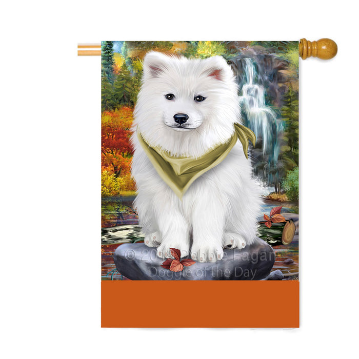 Personalized Scenic Waterfall Samoyed Dog Custom House Flag FLG-DOTD-A61165