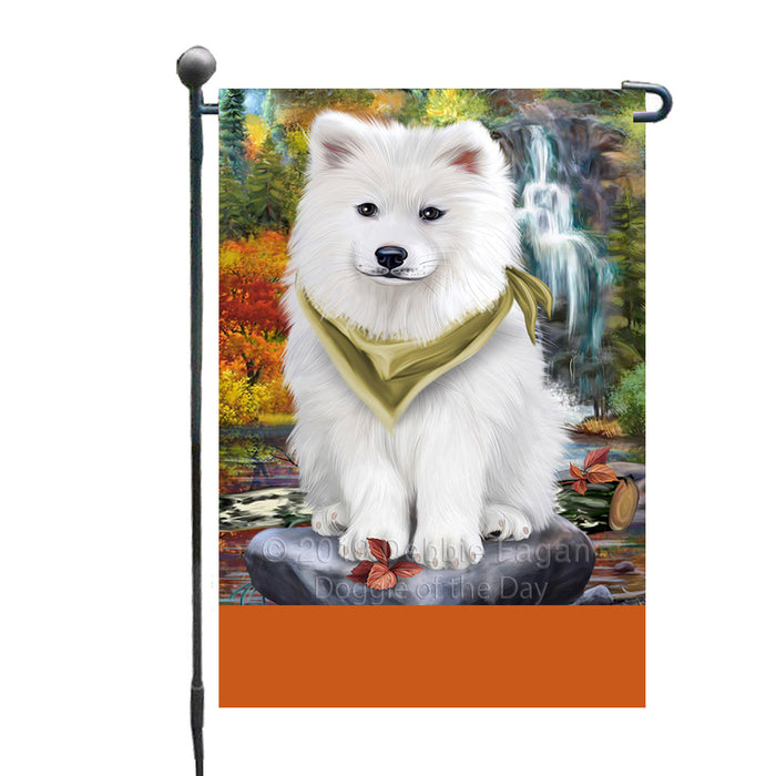 Personalized Scenic Waterfall Samoyed Dog Custom Garden Flags GFLG-DOTD-A61109